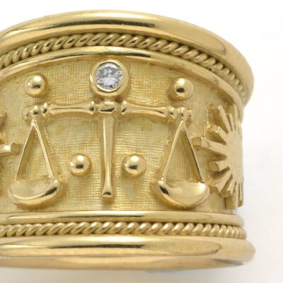 Libra Zodiac Tapered Templar Ring