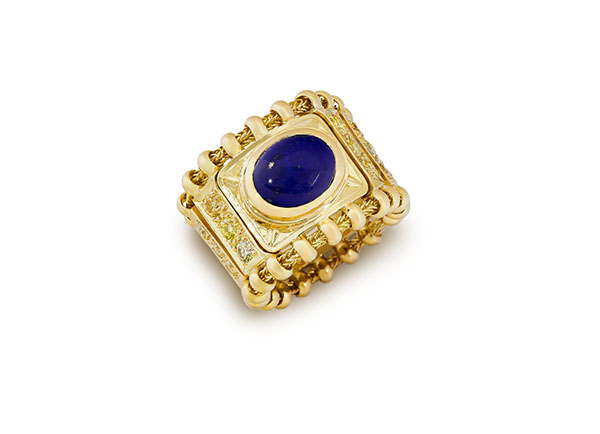 Lapis Lazuli and Yellow Diamond Agincourt Ring