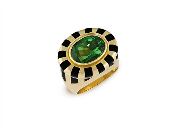 Green Tourmaline Charlemagne Ring