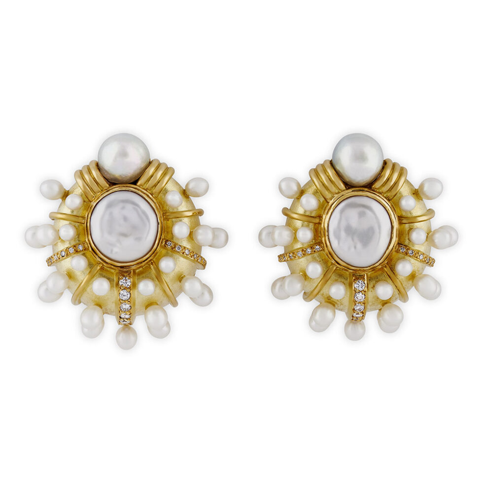 Diamond and Pearl Earrings