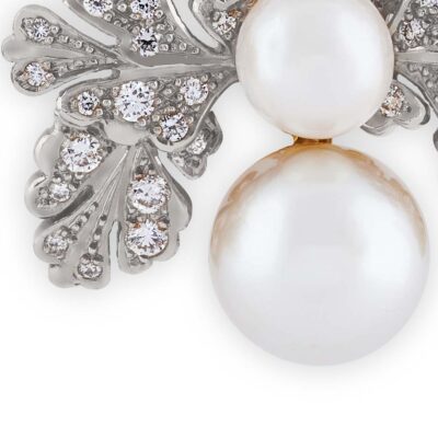 "Papillon" Diamond and Pearl Earrings