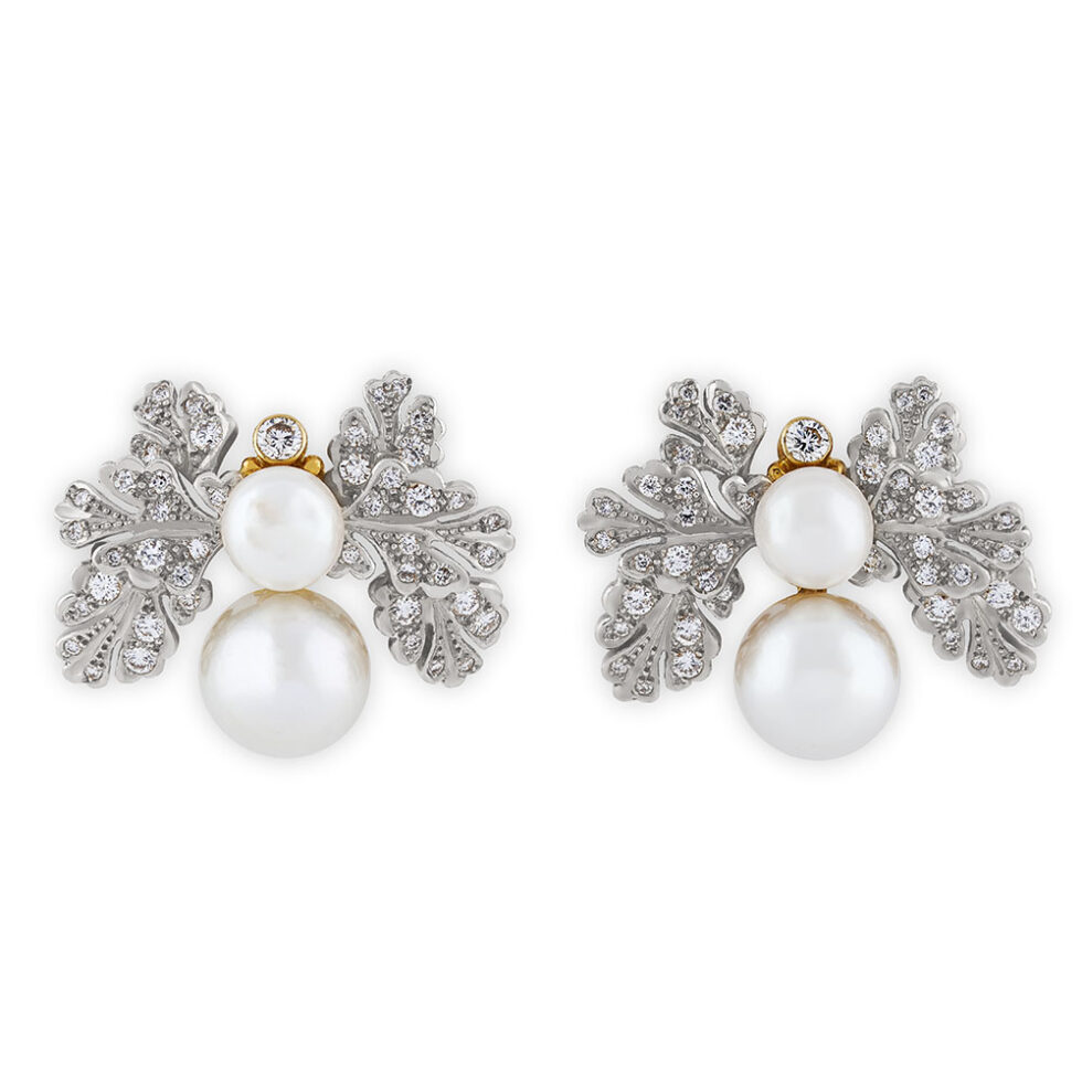 "Papillon" Diamond and Pearl Earrings