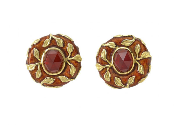 Garnet Leaf Earrings