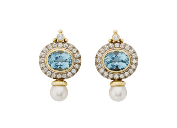 Aquamarine and Diamond Valois Earrings