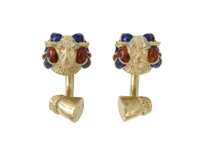 Enamel Ram's Head Cufflinks