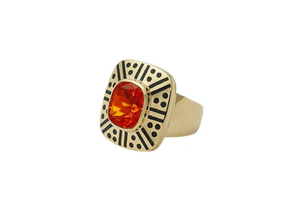 Fire-opal-ring-with-black-dots-and-stripes-enamel-NEW-SIDE-VIEW-MIS26464