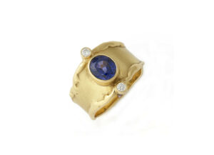 Sapphire and Diamond Molten Ring