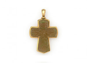 Bi-coloured Tourmaline Engraved Cross Pendant