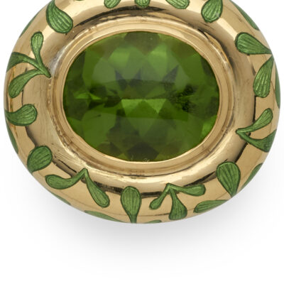 Green Enamel and Peridot Persian Queen Earrings