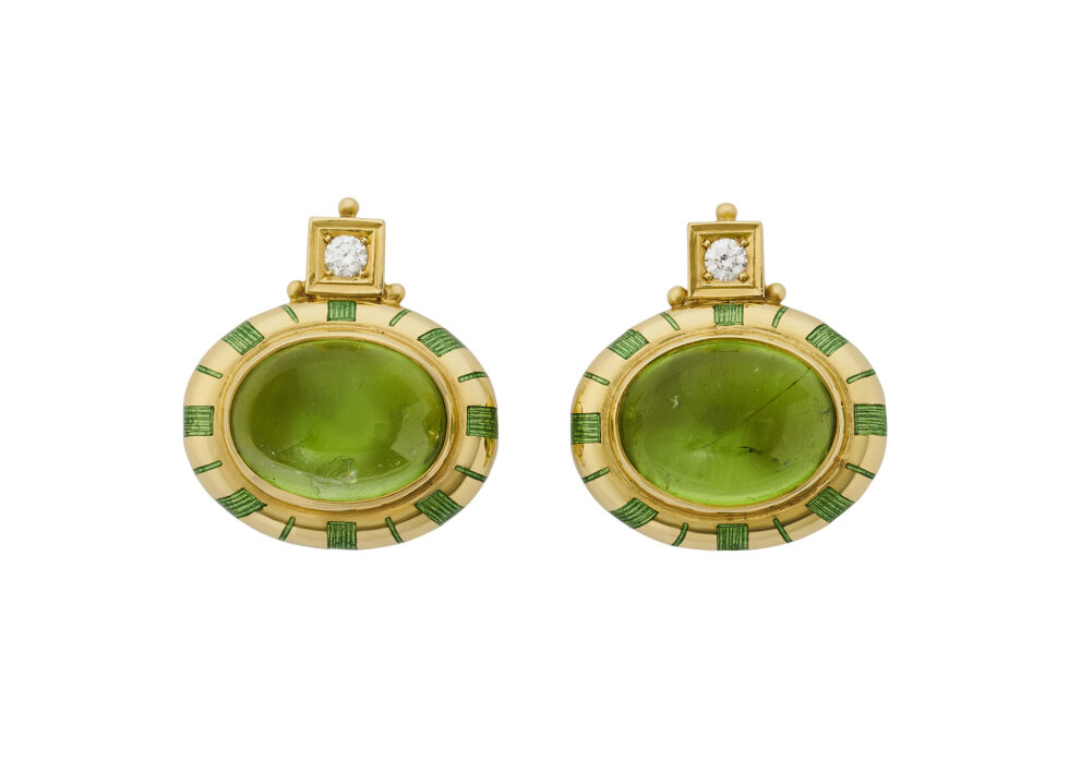 Peridot and Diamond Persian Queen Earrings