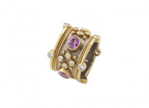 Pink Sapphire and Diamond Templar Band Ring