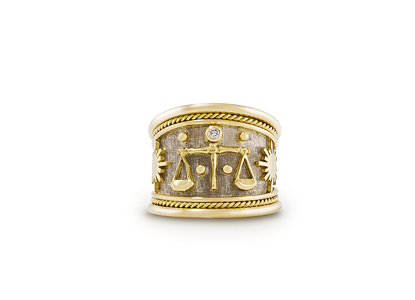 Libra Zodiac Tapered Templar Ring