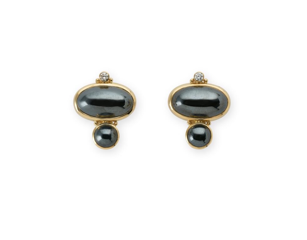 Hematite and Diamond Valois Earrings