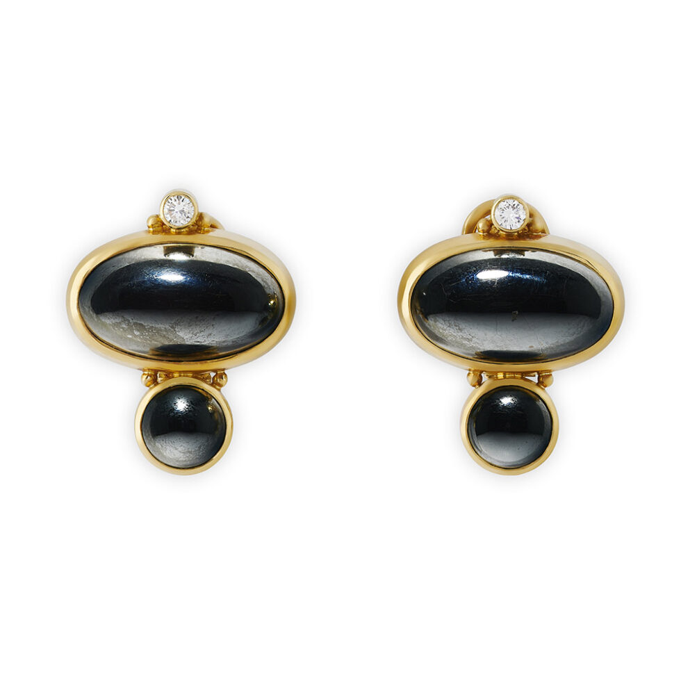 Hematite and Diamond Valois Earrings