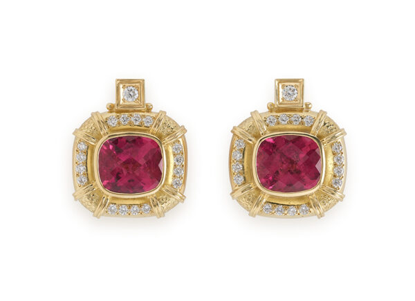 Rubellite and Diamond Persian Queen Earrings