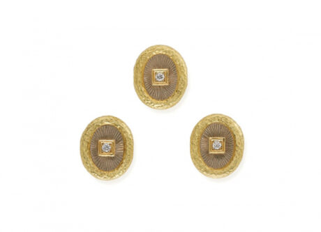 Diamond and Repoussè Gold Dress Studs