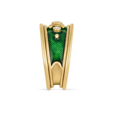 Dark Green Enamel Tapered Templar Ring