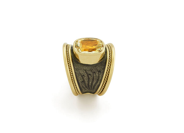 Yellow Beryl Tapered Templar Ring