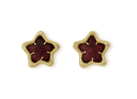 Rubellite starfish earrings