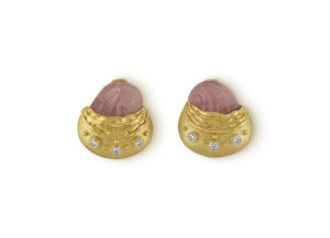 Pink Tourmaline Shell Earrings