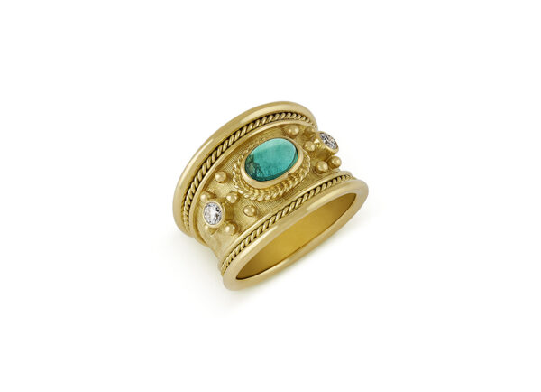 MAY: Emerald and Diamond Tapered Templar Ring