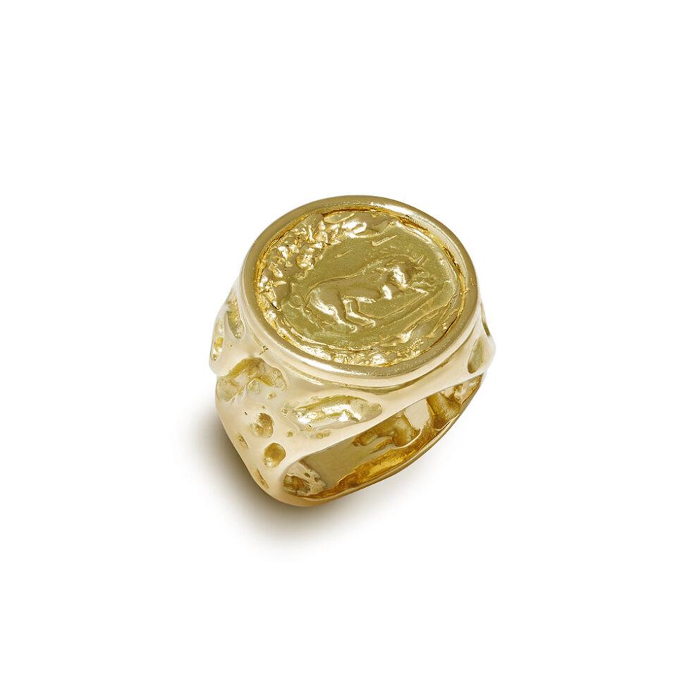 Bull Signet Gold Ring