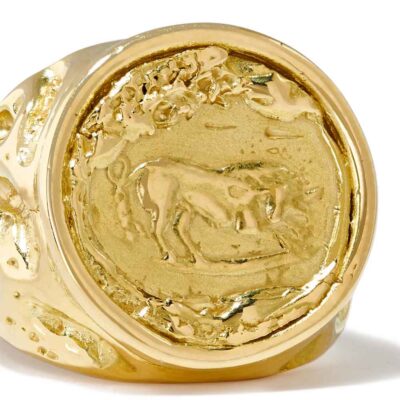 Bull Signet Gold Ring