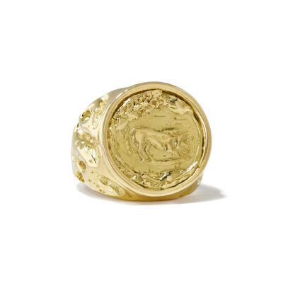 Bull Signet Gold Ring