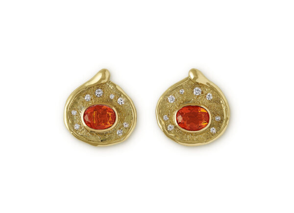 Fire Opal and Diamond Shiraz Earrings