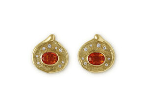 Fire Opal and Diamond Shiraz Earrings