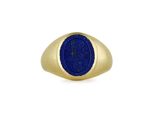 Lapis Lazuli Intaglio Signet Ring
