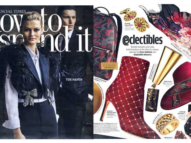 FT How to Spend It features Elizabeth Gage cufflinks on its Eclectibles page