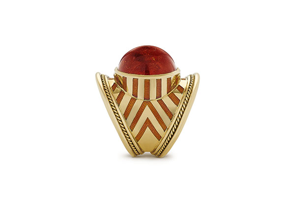 Mandarin Garnet Tapered Templar Ring