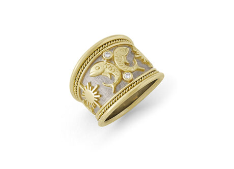 Pisces Zodiac Tapered Ring
