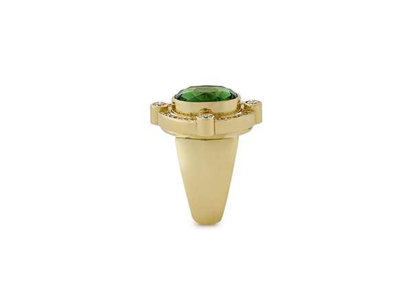 Green Tourmaline and Diamond Ring - Elizabeth Gage