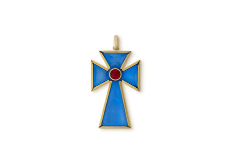 Gold Enamelled Cross Pendant