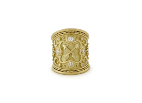 Sagittarius and Diamond Zodiac Tapered Ring