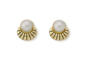Pearl and Black Enamel Eleanor Earrings