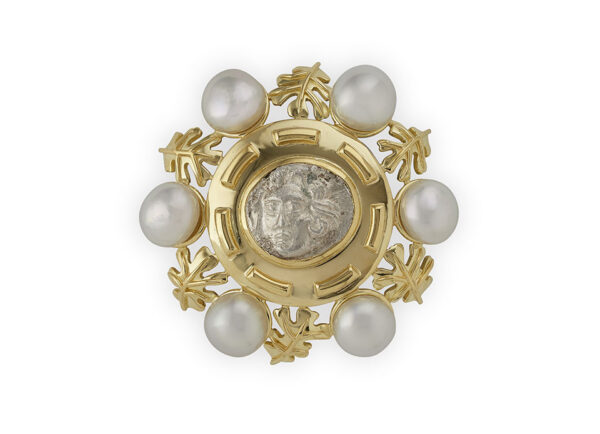 Silver Coin and Pearl Pin