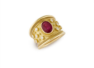 Ruby and Diamond Tapered Templar Ring