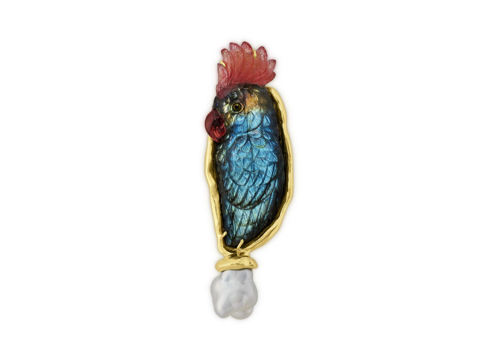 Labradorite Parrot Pin