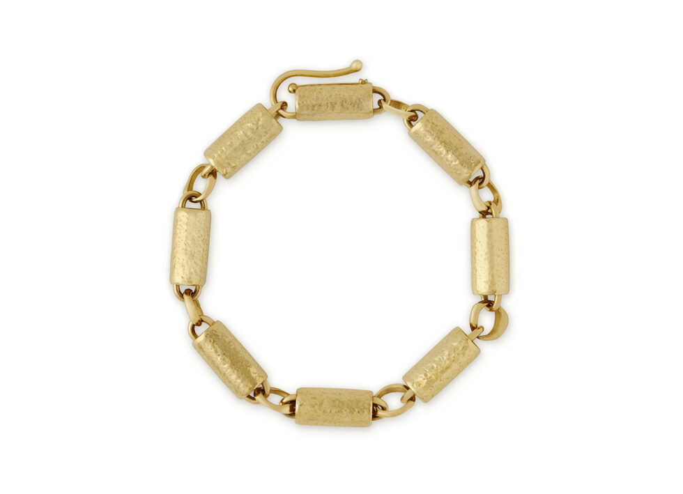 Planished Gold Large Tube Bracelet