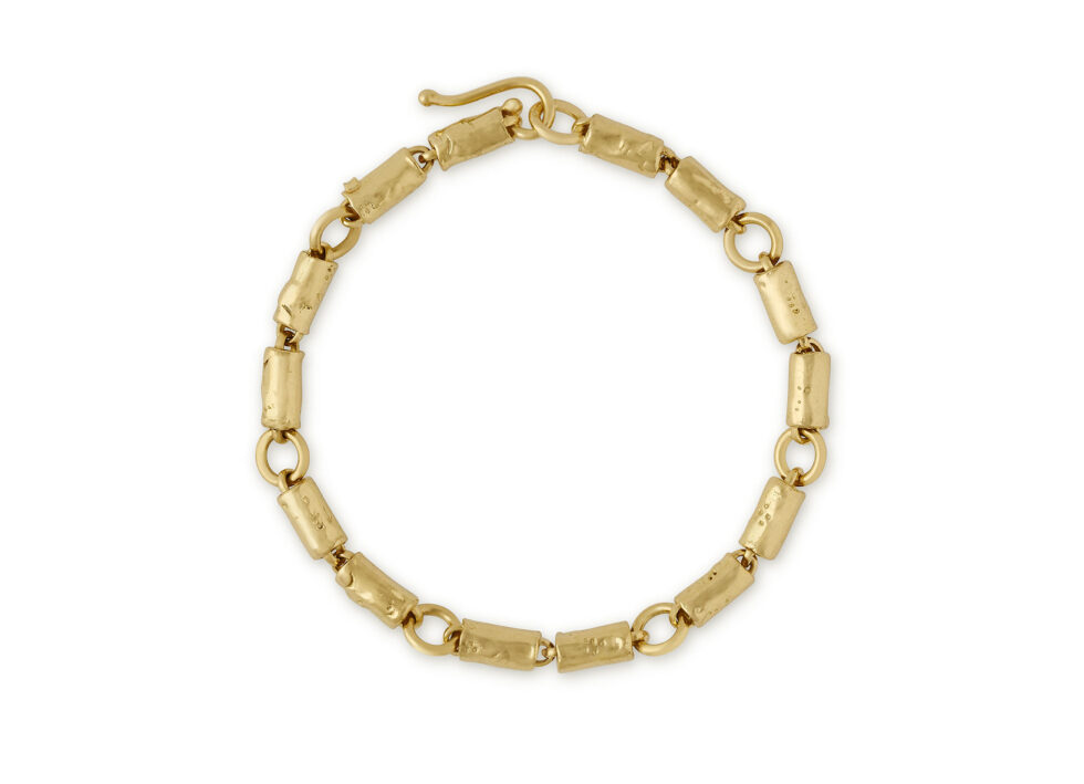 Planished Gold Large Tube Bracelet