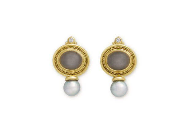 Grey moonstone valois earrings
