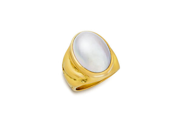 Mabé Pearl Molten Gold Ring