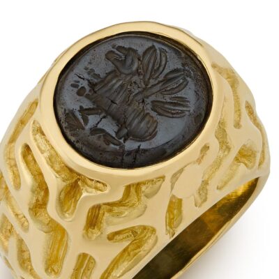 Hematite Molten Gold Ring