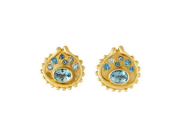 Aquamarine and Gold Earrings