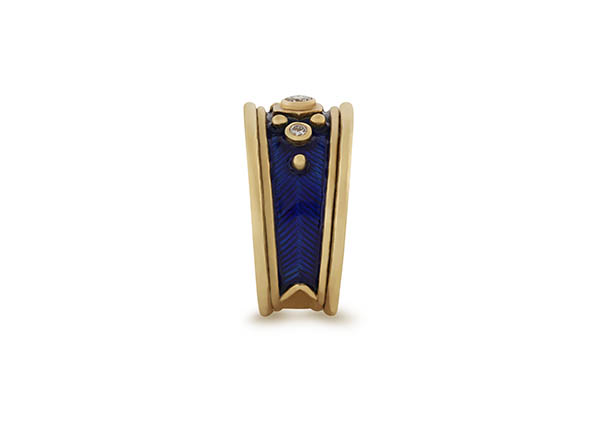 Blue Enamel Tapered Templar Ring
