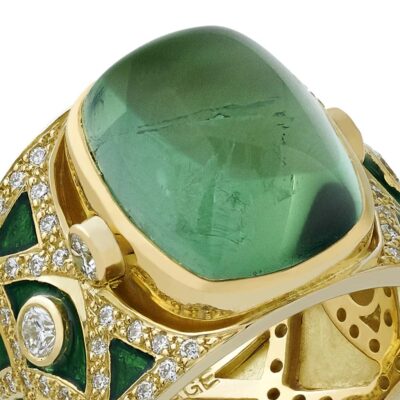 The Green Tourmaline and Diamond Royal Ring