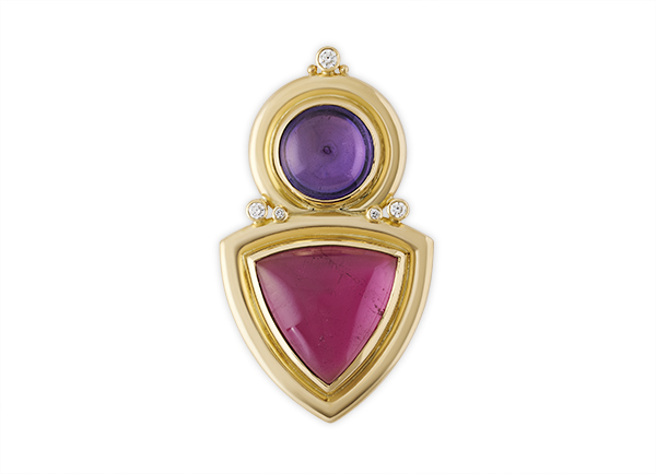 Amethyst and Rubellite Pin